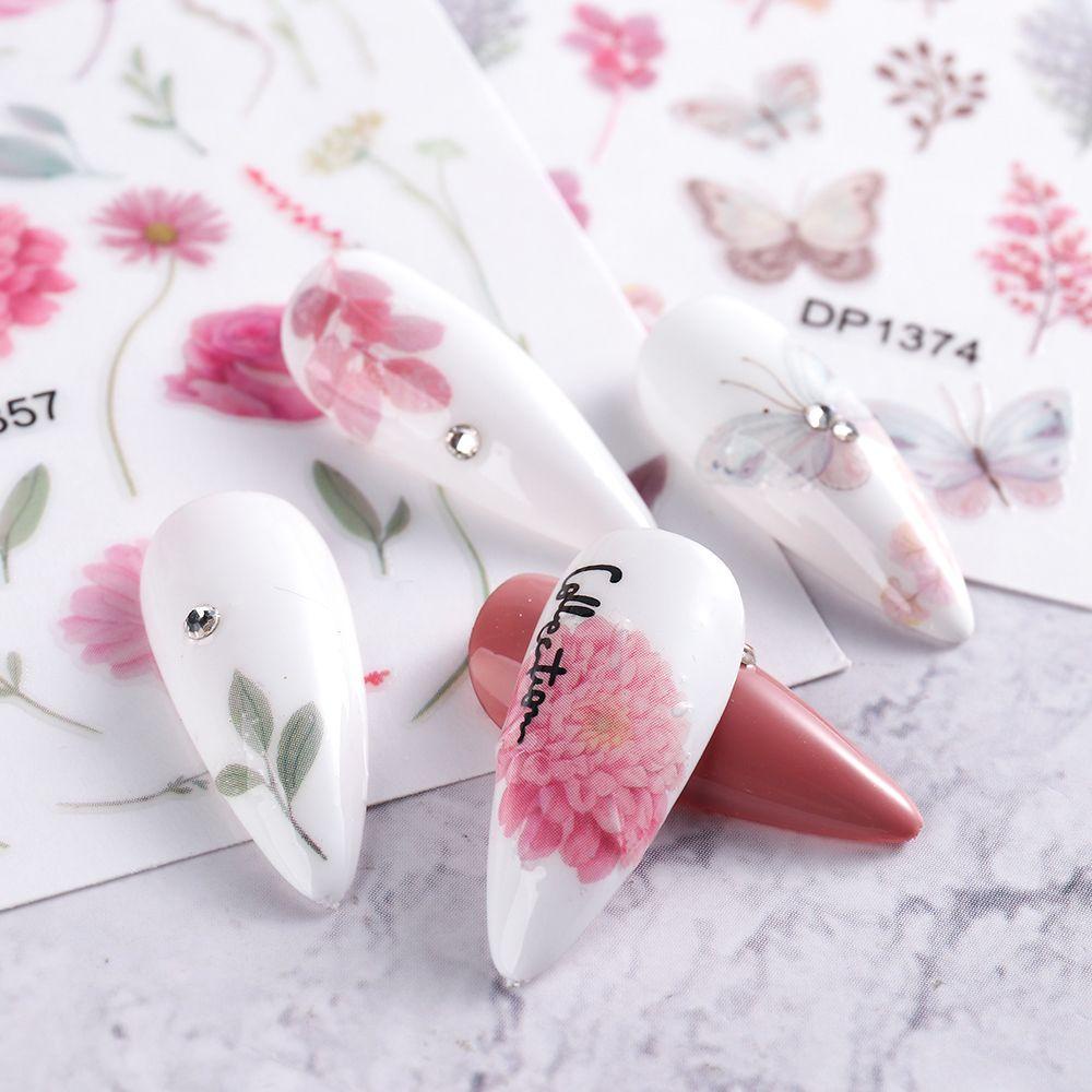 Preva Stiker Kuku Dekorasi Kuku Self-Adhesive Decals Desain Warna-Warni Sakura