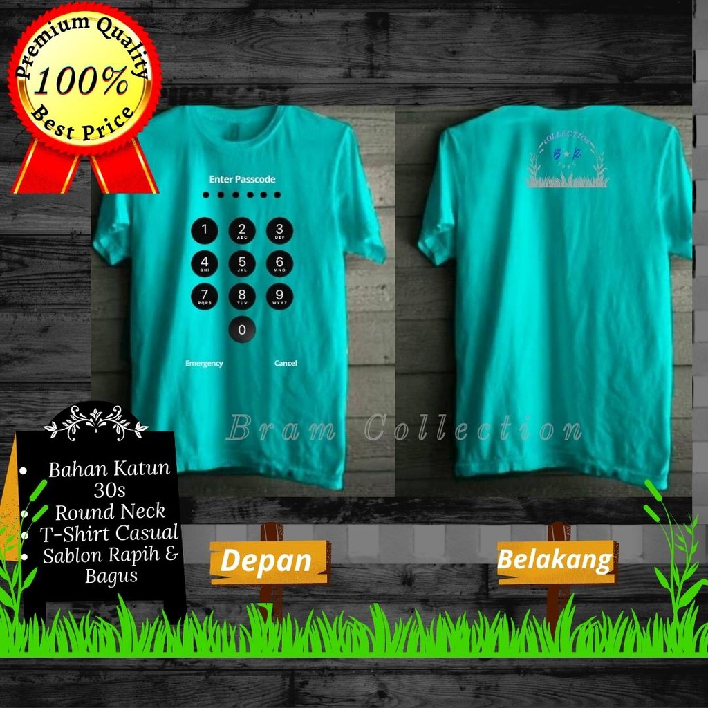 Baju Kaos Tshirt Distro Premium Quality Passcode Iphone Unisex Pria Wanita