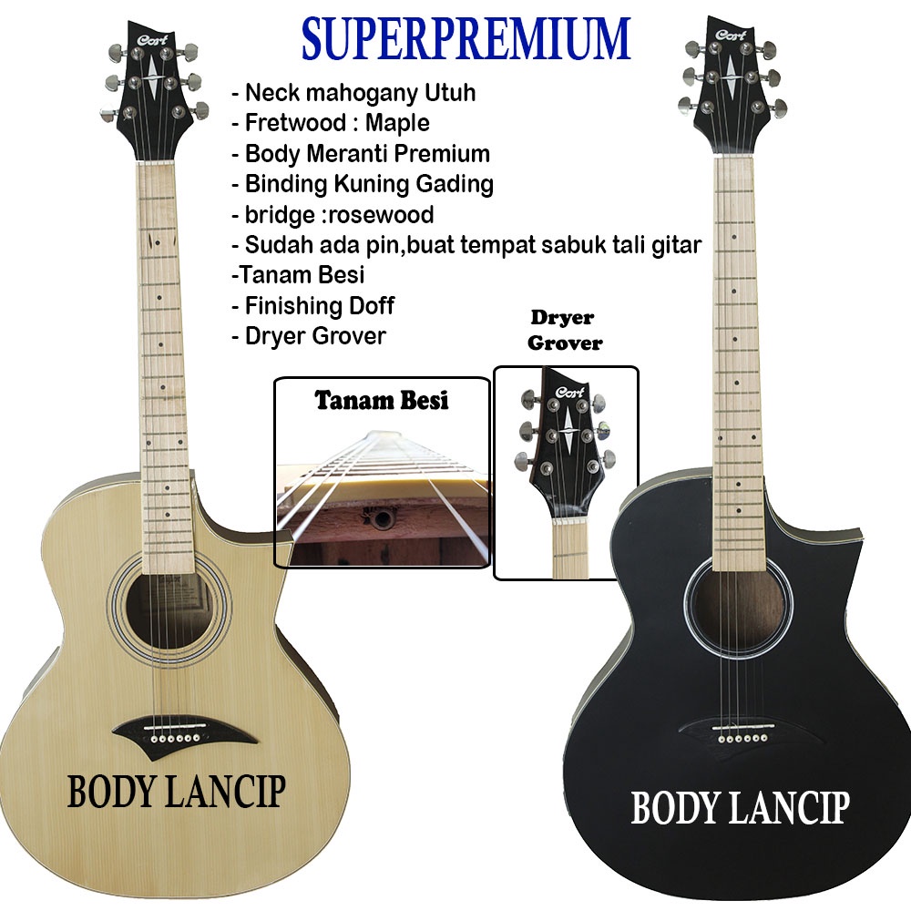 Gitar Cort Akustik Double Run Neck Utuh Terbaru