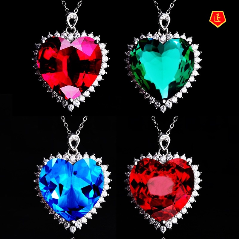 [Ready Stock]Heart-Shaped Gem Pendant Simple Fashion