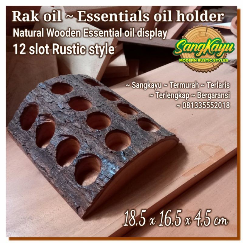 Rak oil 12 slot rak essential oil kayu essential oils holder display 2