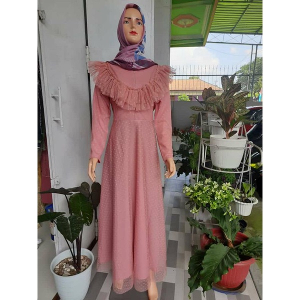 GAMIS TILE SABRINA MODEL RESLETING DEPAN ( FOTO 100% REALPICT) / GAMIS LEBARAN /GAMIS PESTA