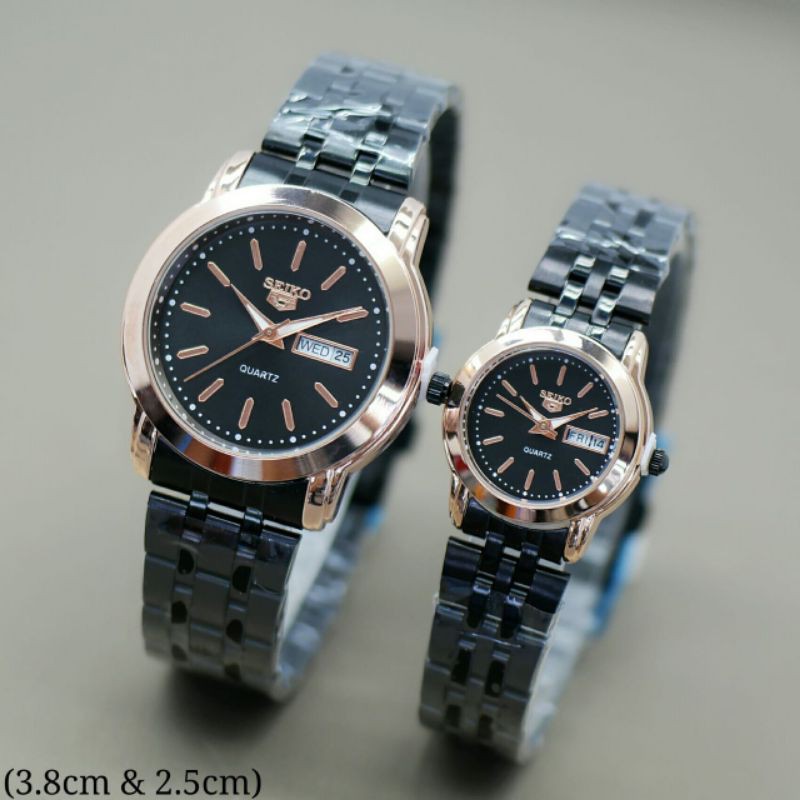 Original jam tangan couple seiko 5 rantai super Premium Kekinian
