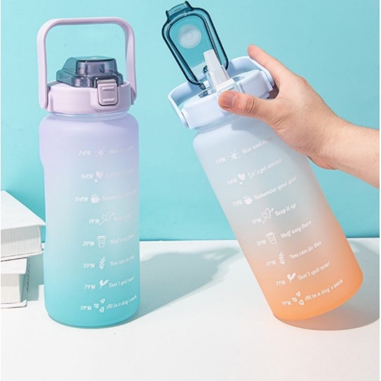 𝗘𝗕𝗦 ✅ Botol Minum Korea Viral 2Liter dan 1,2Liter Free Sticker Warna Gradiasi Lucu Murah Import COD