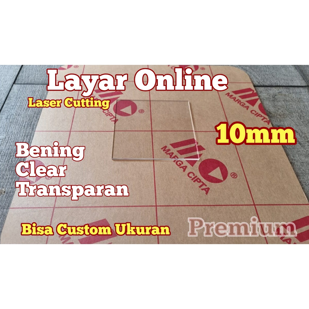 Premium Acrylic Laser Cutting 10mm 70x95cm Akrilik Bening 95x70cm Potongan