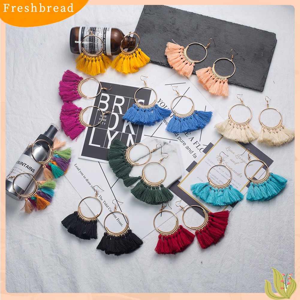 Fresh| Anting Kait Gantung Wanita Desain Rumbai Gaya Bohemian Untuk Pesta / Hadiah