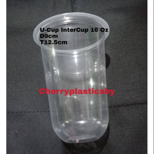 U cup  intercup cup  plastik oval  16  oz  8 5gr tanpa tutup 