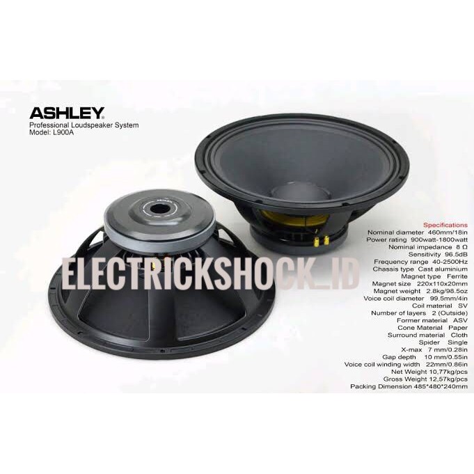 Speaker Component Ashley L900A / L900 A / L 900A Original Woofer 18inch