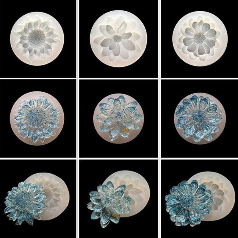 SIY  4Pcs Flower Epoxy Resin Mold Kits Camellia Sunflower Rose Pendant Mold Jewelry Making Tools