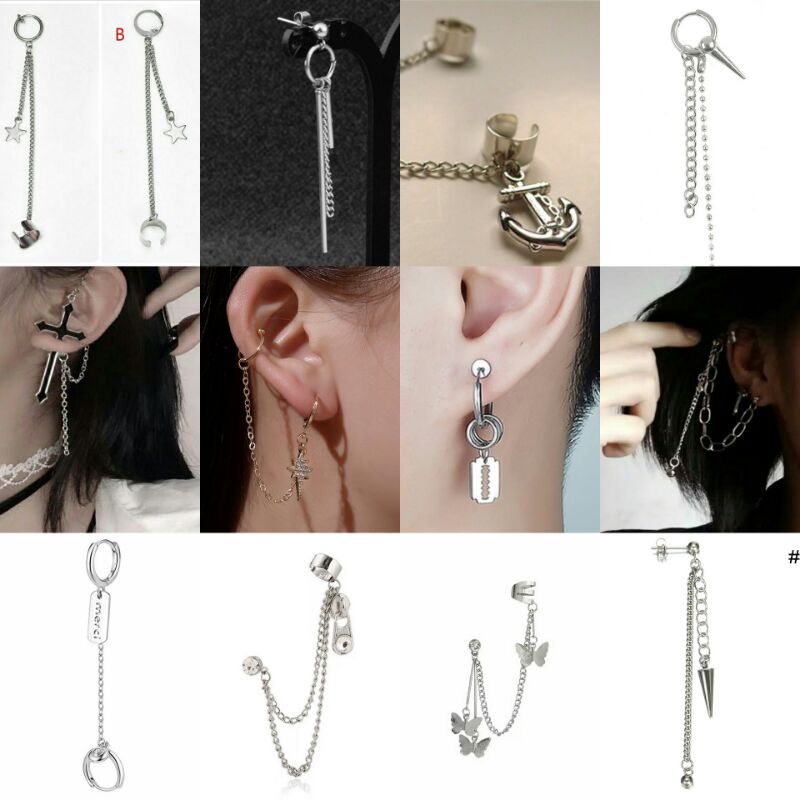 Anting rumbai pria wanita hip hop korea bts punk rock grunge style