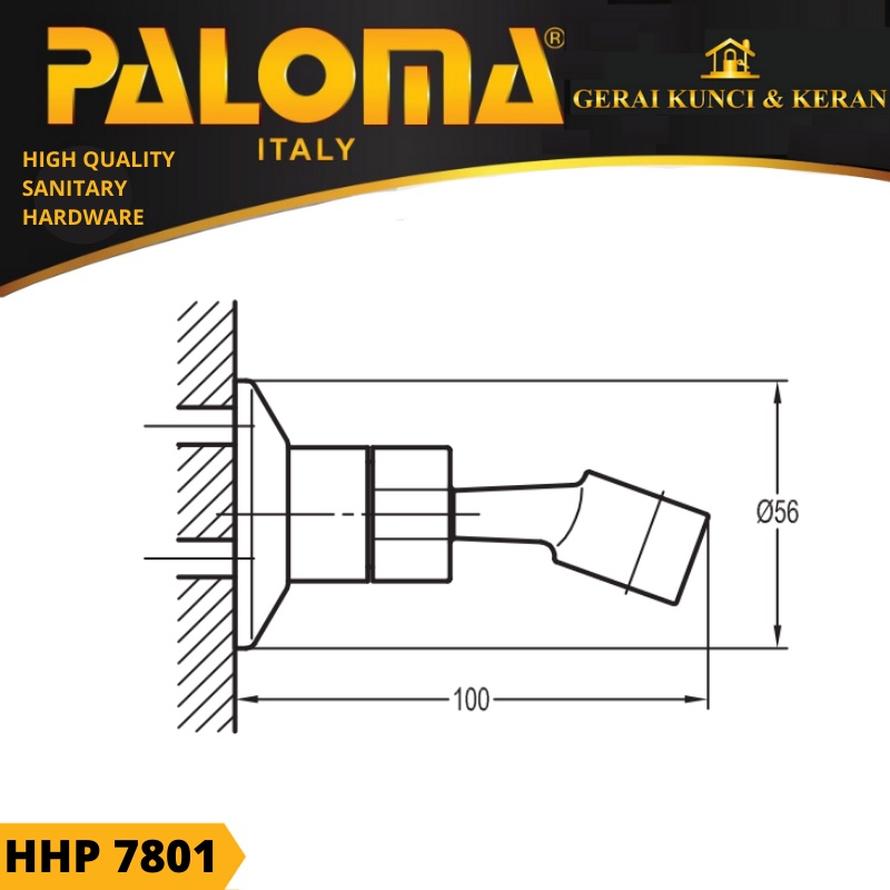 Hand Shower Holder PALOMA HHP 7801 Pegangan Tatakan Gantungan SATIN GOLD