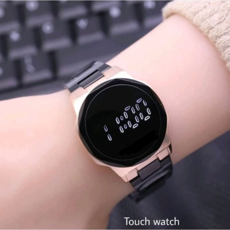 (Cod)Jam Tangan Wanita Fashiin  Bulat Touch Scren Watch Strap Rantai/Stell(Dikirim Jakarta)