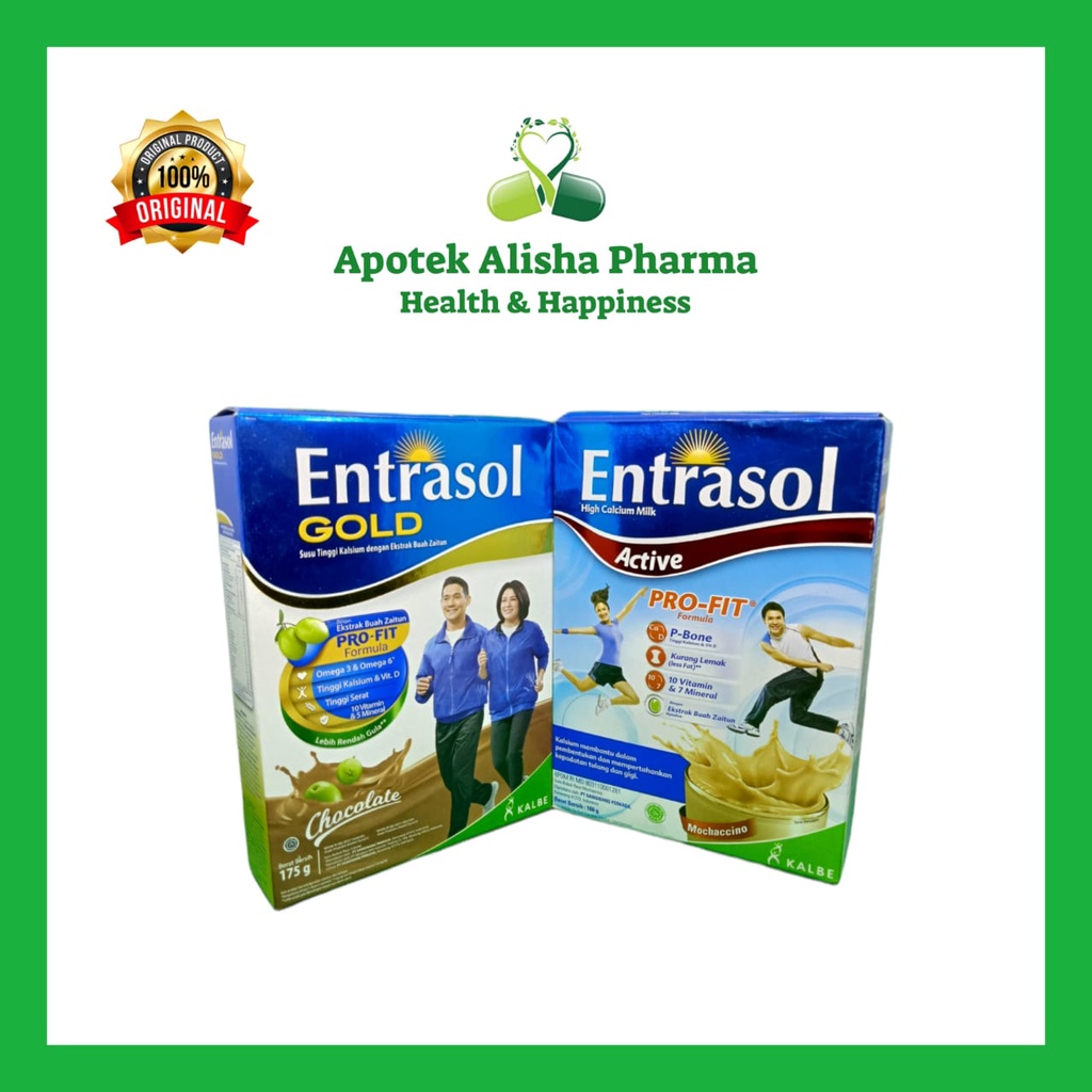 Entrasol Active/Gold 170gr-Entrasol Susu Tinggi Kalsium Untuk Kesehatan Tulang&amp;Sendi Dewasa