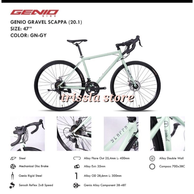 Sepeda Gravel 700C GENIO SCAPPA 2x8 SPEED NEW 2021
