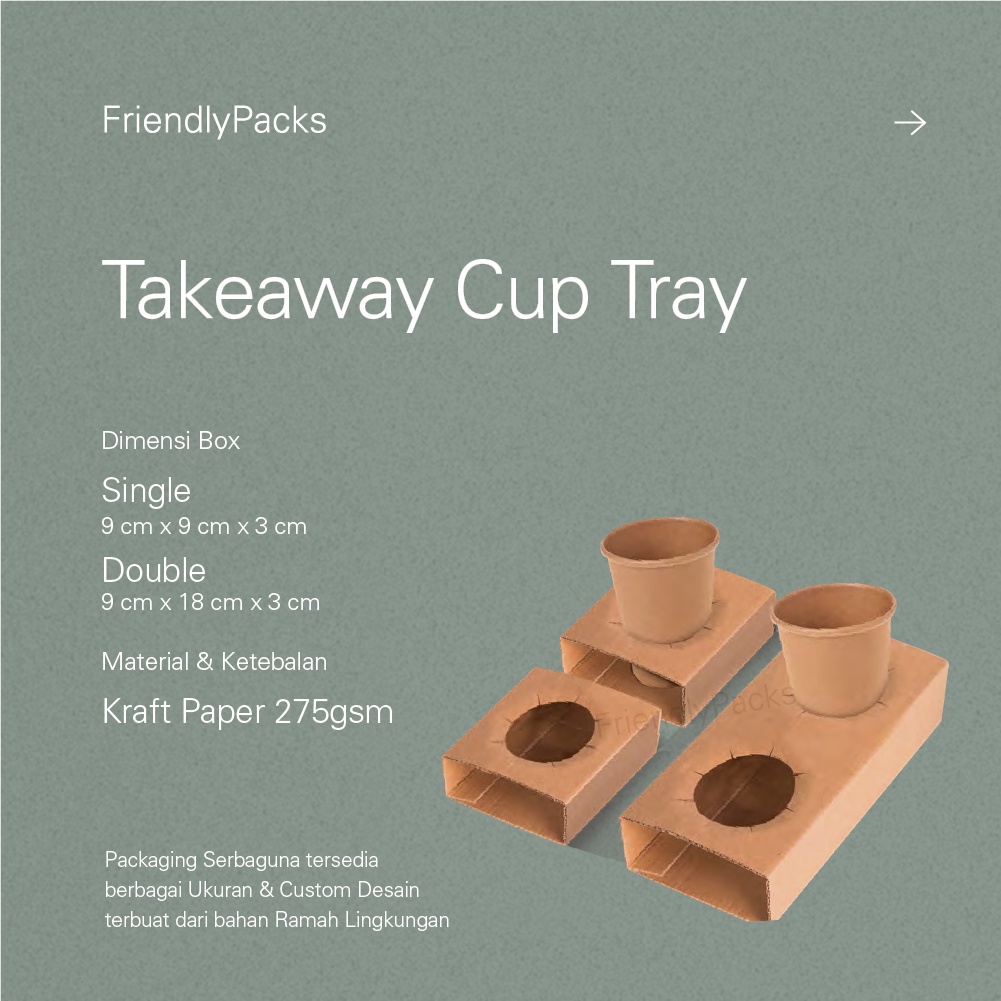 

Paper Cup Tray Holder Packaging Corrugated / Tatakan Gelas Takeaway
