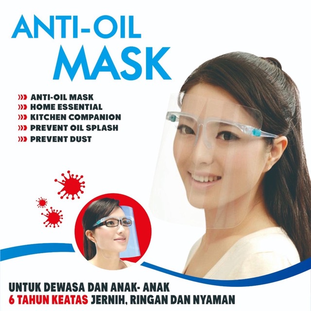 Face Shield anti oil mask FS-2 face masker pelindung wajah kacamata