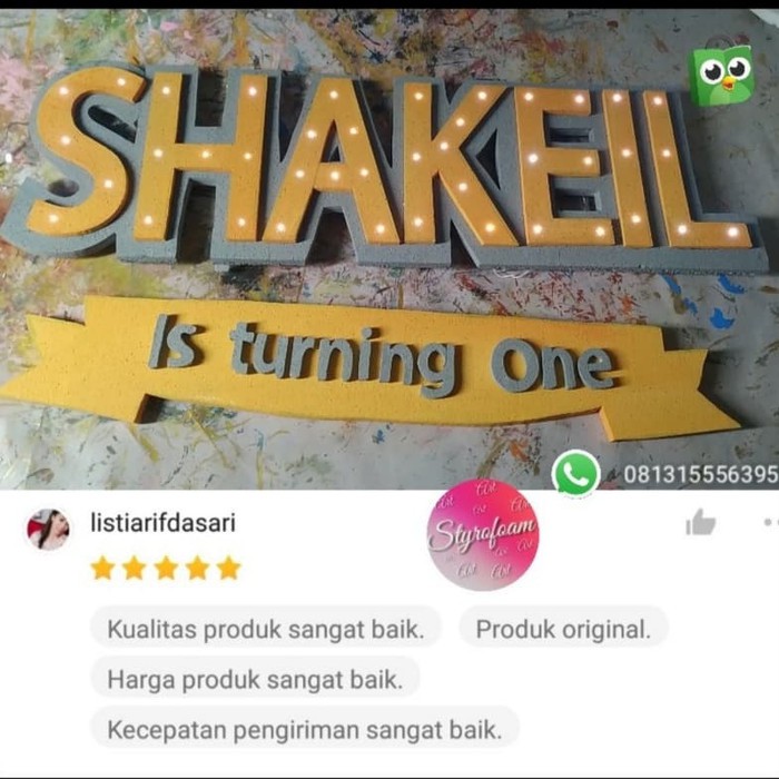 

Styrofoam gabus nama dan lampu Tumblr Limited