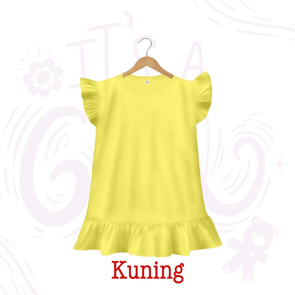 owlet - Dress ruffle polos anak / daster anak (1-6 tahun)