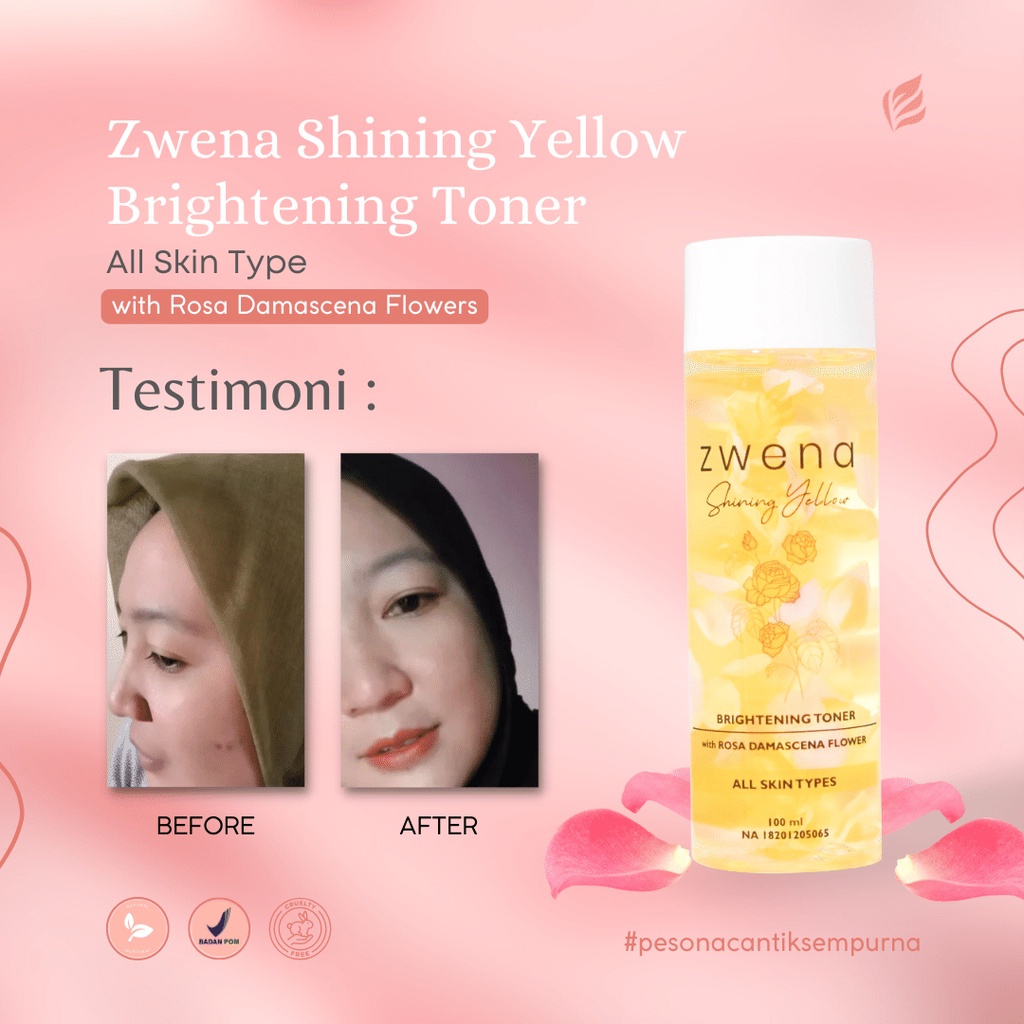 ZWENA Brightening Face Toner with Rosa damascena Petals Flower Zwena Toner Skincare Pencerah Wajah ORIGINAL BPOM