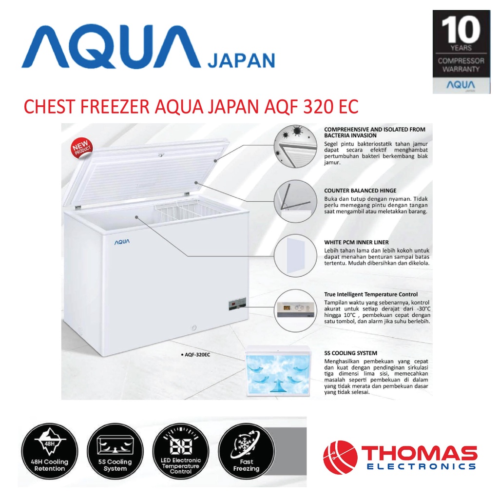 Chest Feezer Box AQUA JAPAN AQF 320 EC Freezer Aqua AQF320EC GARANSI RESMI