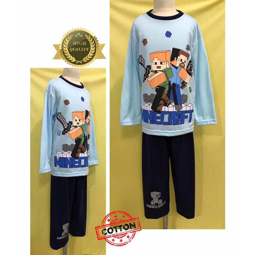 Baju Tidur Stelan Kaos Anak Cowok Minecraft