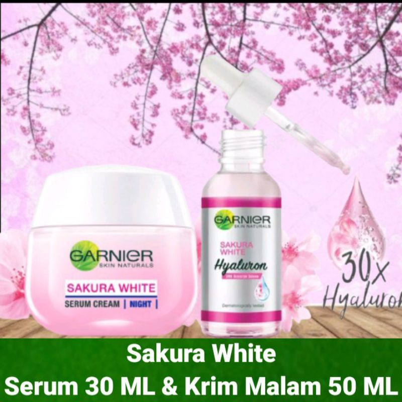 Garnier Sakura White Serum 30 ML & Krim Malam 50 ML
