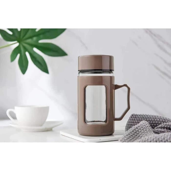 Mug Kaca Mug Gelas Warna Kaca Cangkir Tutup Gelas 400 ml