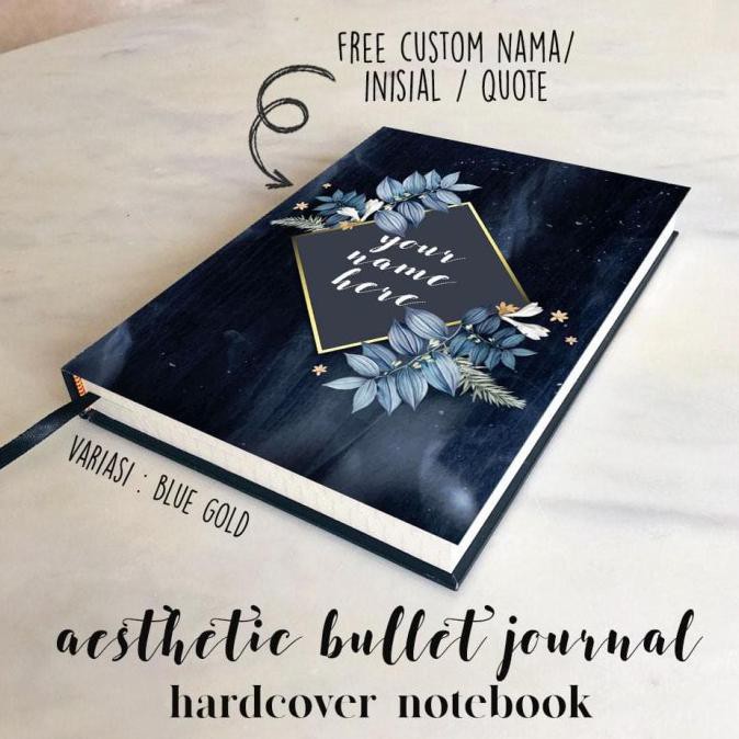 

Custom Name Hardcover Aesthetic Notebook Buku Tulis A5/B5 Plain Grid Teresale95