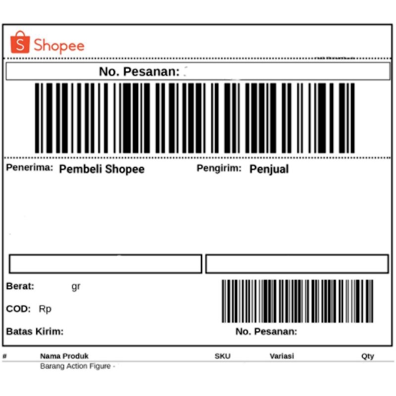 

Label Pengiriman/Kertas Resi Penjualan Shopee