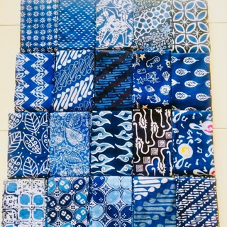 KATUN PRIMA HALUS Kain Batik Cap Garutan  Lurik Biru Navy 