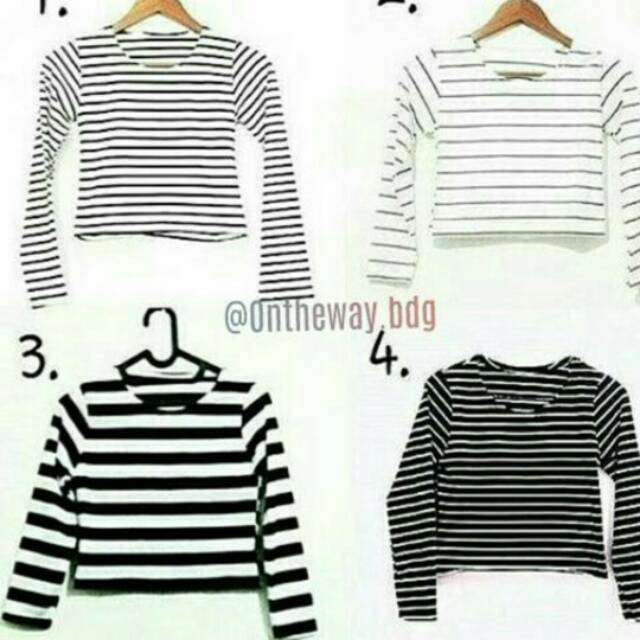 CROP XL TANGAN PANJANG/ STRIPE TEE / BAJU MURAH