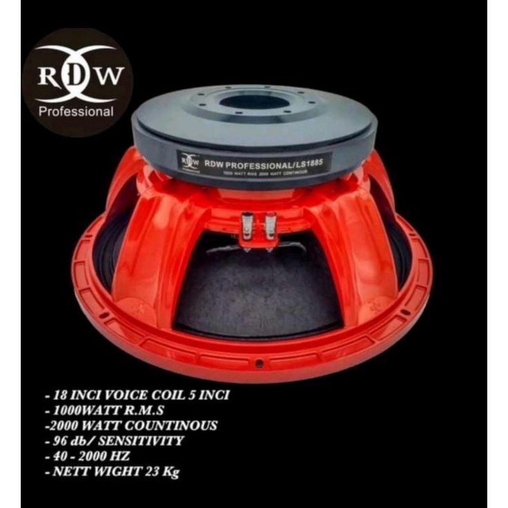Speaker komponen rdw 18 ls1885 ls 1885 18inch vc 5in produk original