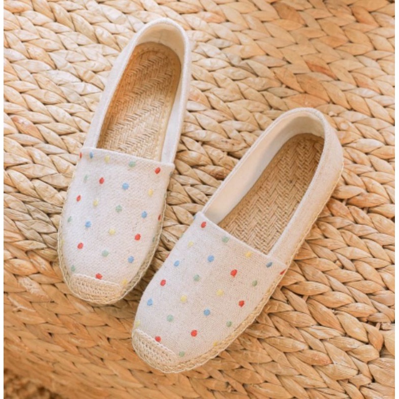 Sepatu Korea Espadrilles Wanita Import Slip on Flat Kanvas