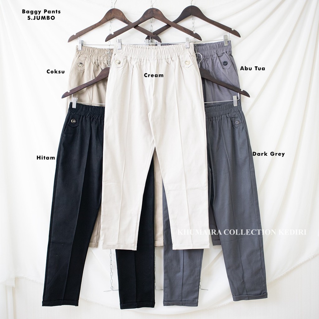  Baggy  Pants  Jumbo Wanita Premium Celana Bahan Twill Super 