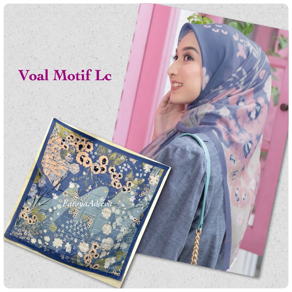 Kerudung segiempat motif terbaru segiempat motif deenay kw bahan voal grosir segiempat motif termurah Safa Hijab-LAMUN BLUE