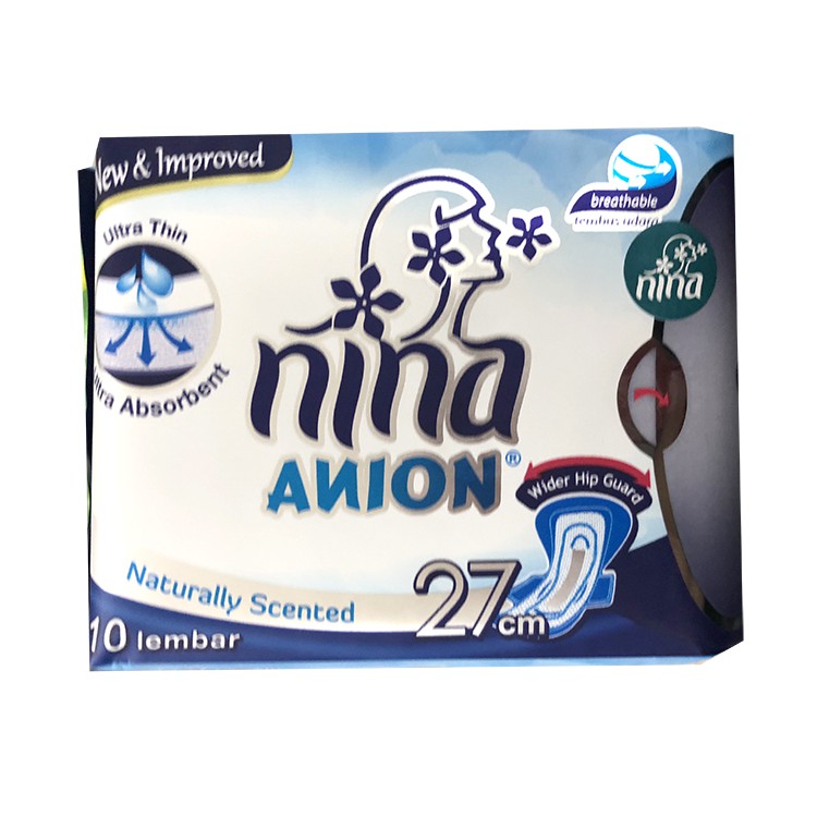 Nina Anion 10pads Pembalut Wanita Kesehatan Wanita Panjang 27cm Ninna