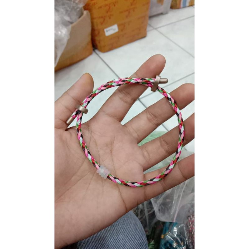 (free 4stoper) gelang ongsrot kunci brown/ gelang serut/ gelang waterproof/gelang tumpuk kunci brown