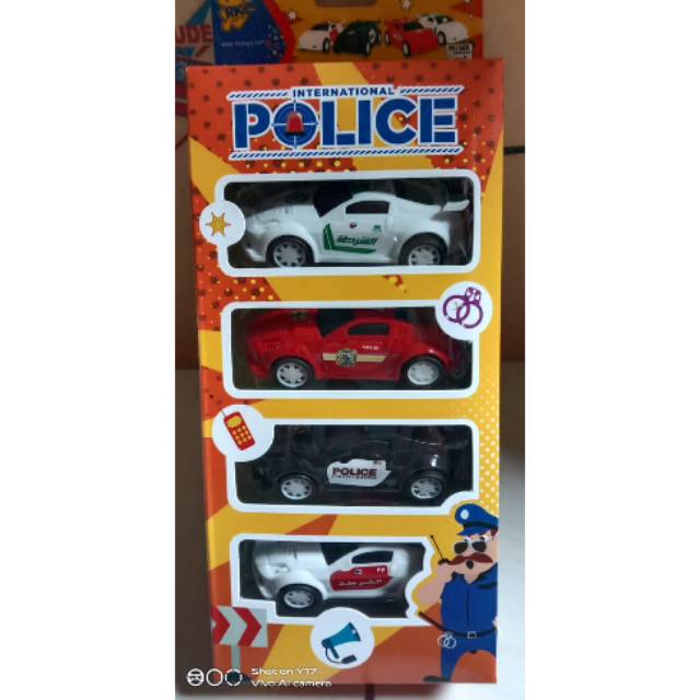 International police toys / mainan mobil polisi isi 4 pull back super bagus