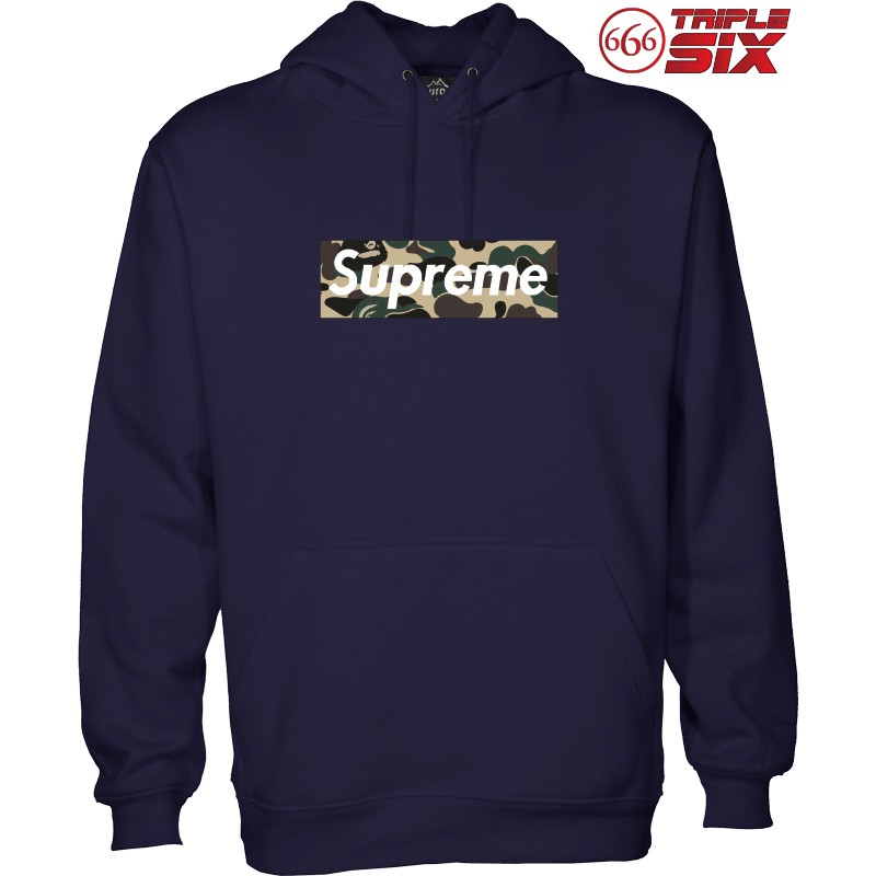Jaket Hoodie Supreme Camouflage Camo - Navy