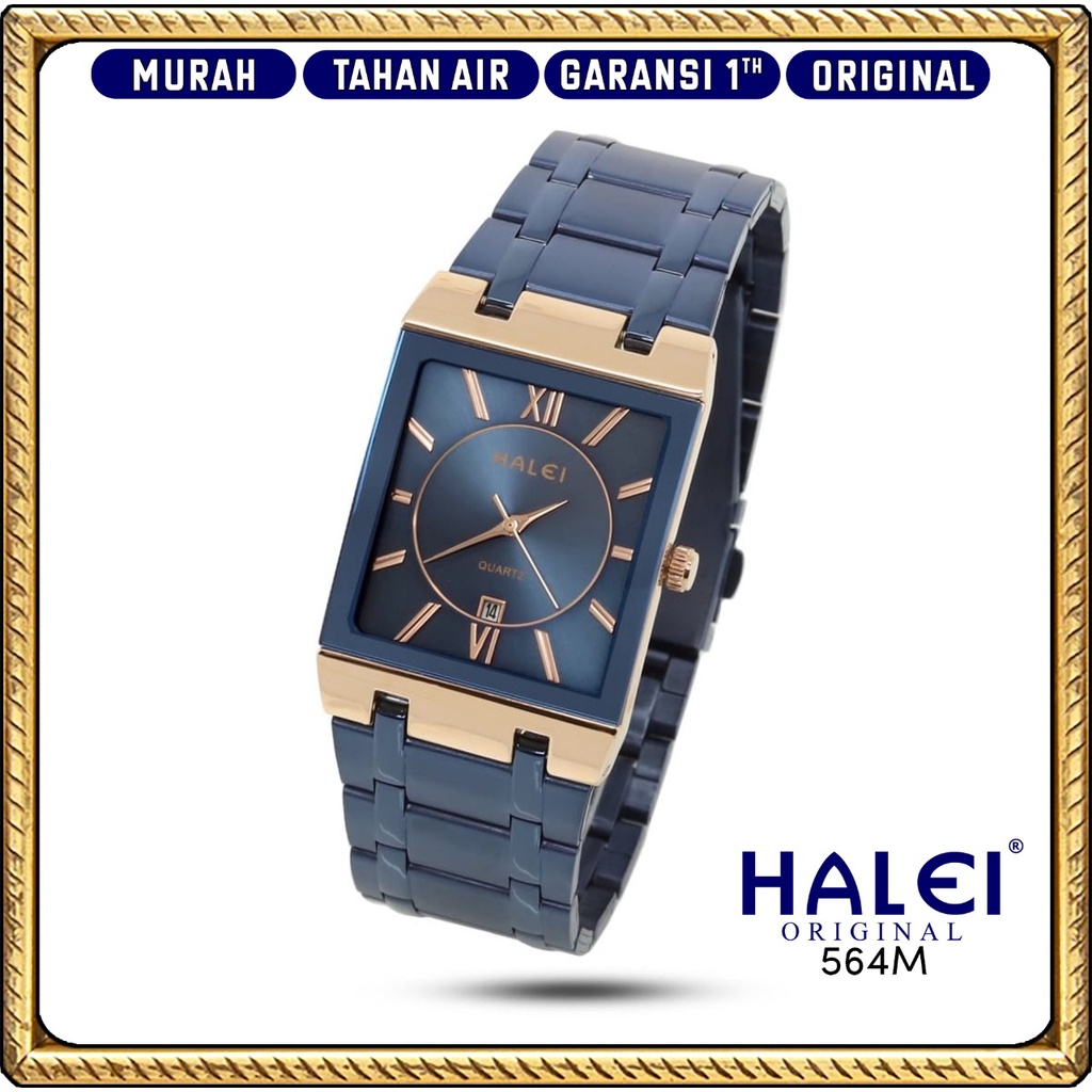 Original #Jam Tangan Halei ORI #Garansi 1 Tahun #Jam Tangan Rantai Pria Petak Ada Tanggal Original