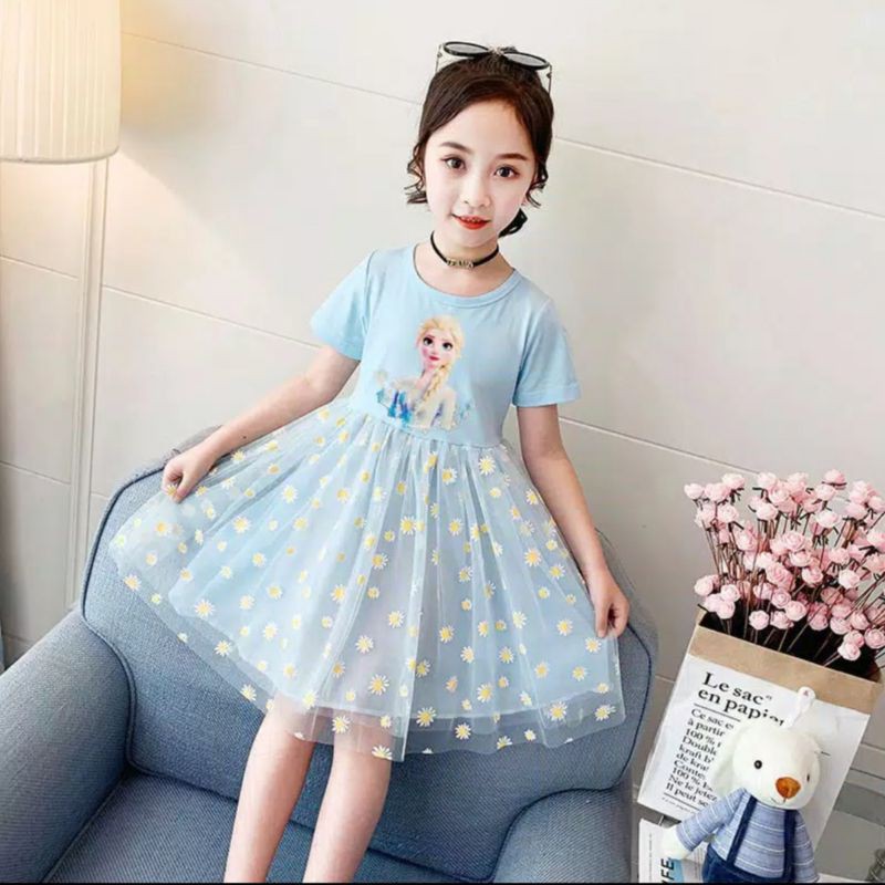 BabyClay Dress Anak Elsa Frozen / Dress Ultah Import