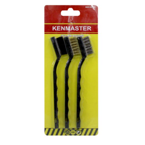 KENMASTER Sikat Kawat Mini Set 3 pcs 7 inch Sikat Kawat 3 IN 1 / Sikat Baja Nylon Stainles Kuningan