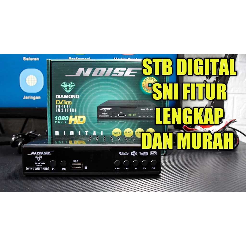 NOISE STB SET TOP BOX TV DIGITAL T2-02 NOIS DIAMOND DVB T2-01 SETBOX MEMORY 32MB EWS SYSTEM TERESIAL RECEIVER FULL HD BODY BESI SUDAH SNI HASIL SIARAN CLING BENING SINYAL LEBIH PEKA Memori 8Mb 1080p IPTV Wifi BOOSTER ANTENA UHF TERMURAH KUALITAS MANTAP