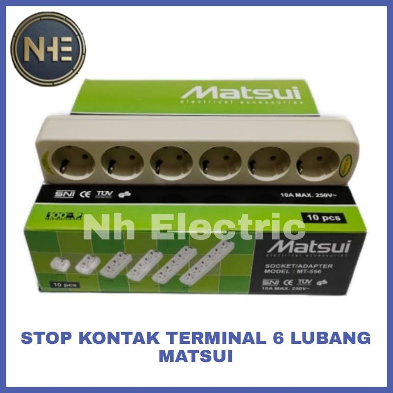 Stop Kontak Terminal 6 Lubang Outbow Cream Matsui - S/k 6 Lubang Matsui - Colokan 6 Lubang Tanpa Kabel Kuningan