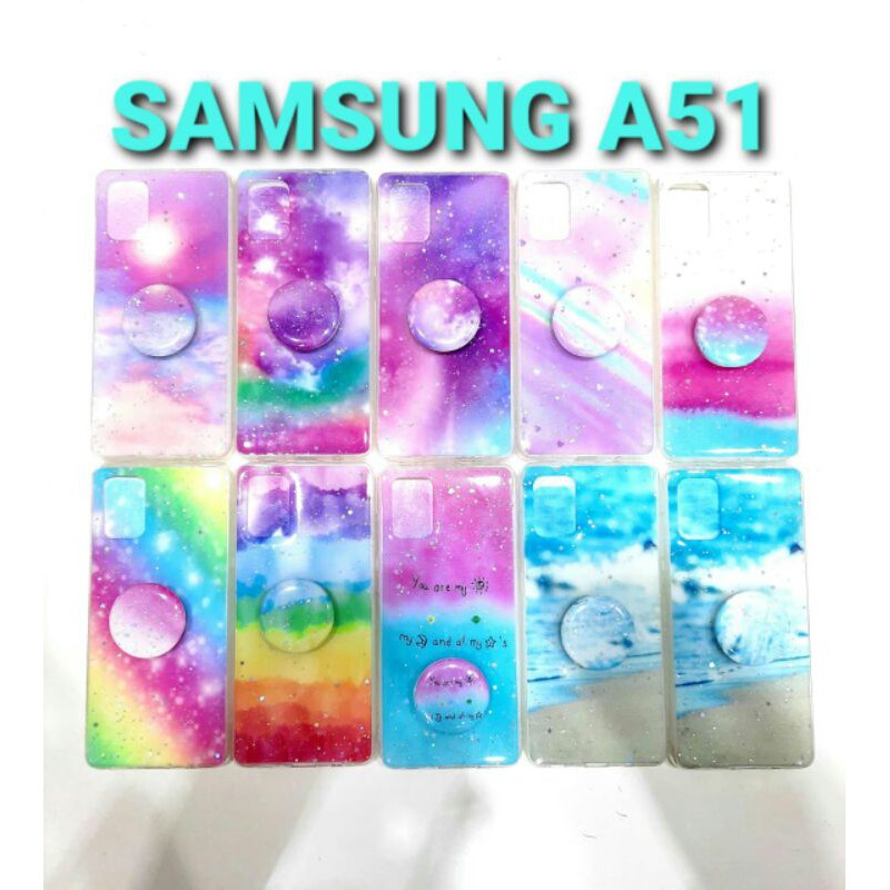 SILIKON CASE RAINBOW +POP SOKET NEW SAMSUNG A12 A51 A71 M51 A72018 A750