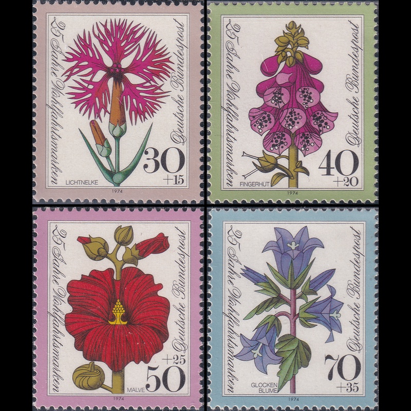 

Prangko Germany 1974 - Charity Stamps - Flowers