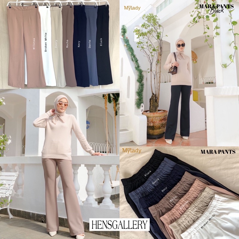 Mylady Hijab Mara Pants by Myladyhijab black mint grey milktea broken white bw ivory mocha beige