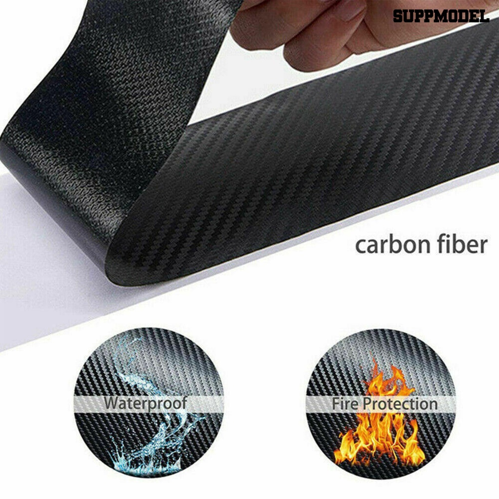 Suppmodel 4Pcs / Set Strip Trim Pelindung Pintu Mobil Anti Gores Bahan Carbon Fiber Tahan Suhu Tinggi