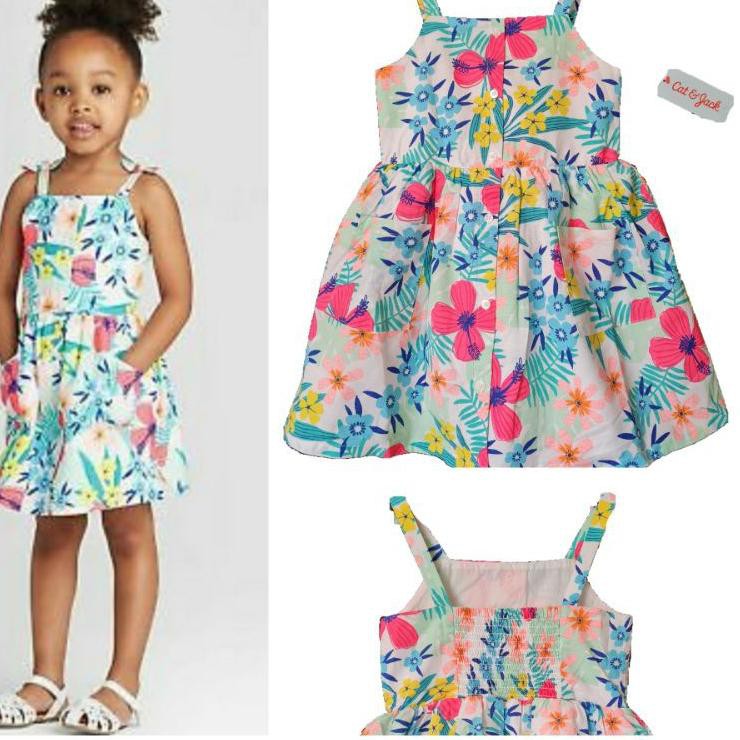 Dress anak branded floral smoke 