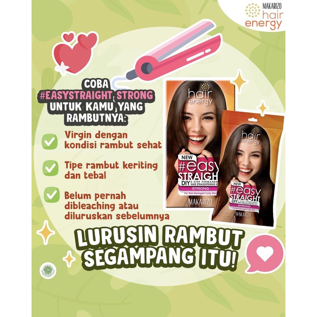 Pelurus Rambut Pria Wanita Makarizo Hair Energy Easy Stright 80ml - 120ml